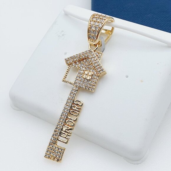 "14K Gold Plated Cubic Zircon Pendant, INUS1BR070 - Picture 1 of 10